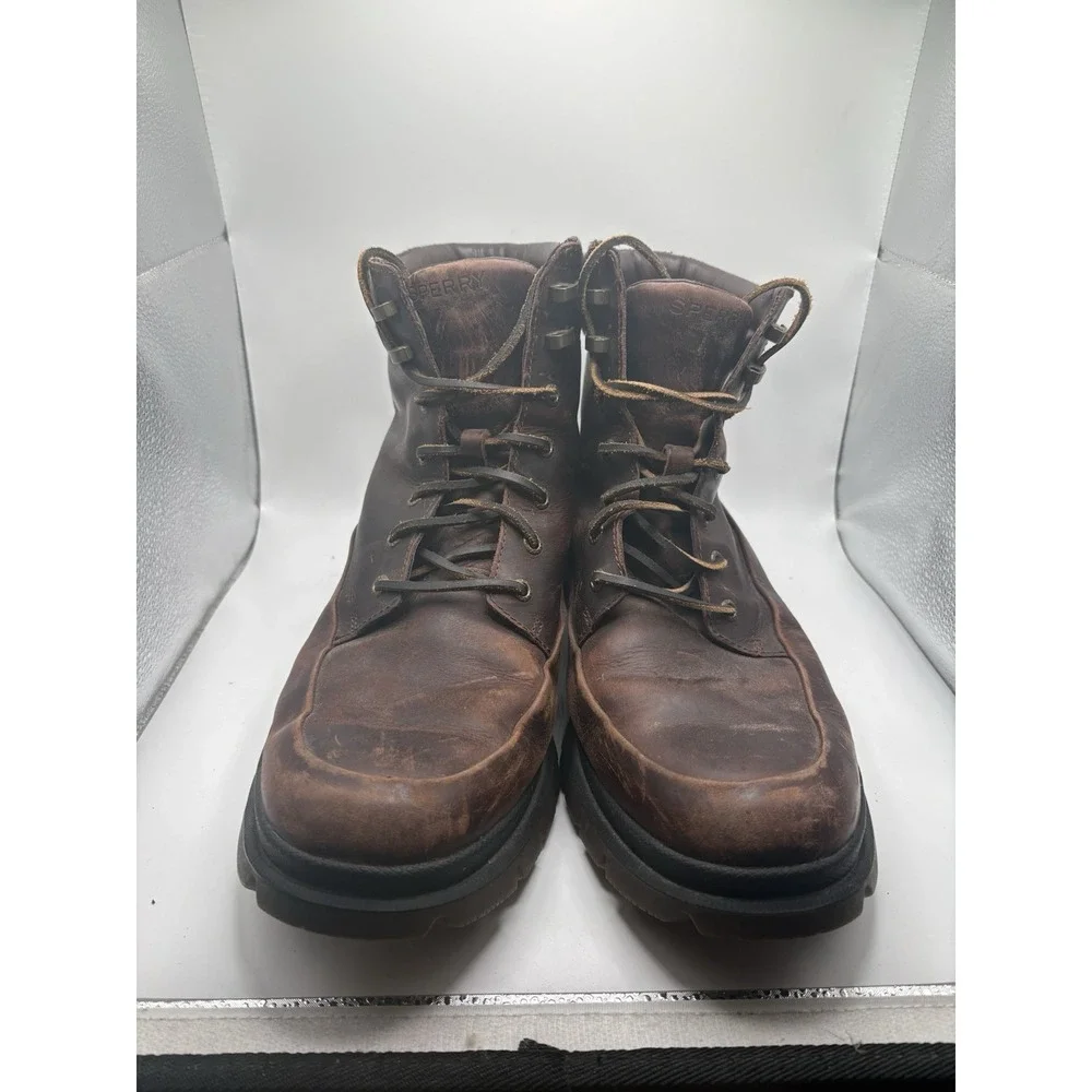Mens Sperry Boot Size 12 Brown Leather Waterproof STS18413 Watertown Ankle Moc